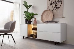 Yonna von SCHÖNER WOHNEN - Lowboard Lack weiß/ Kerneiche natur 