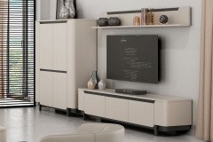 Vodol-living von Forte - dreiteilige Wohnkombination in Sand/ Schwarz