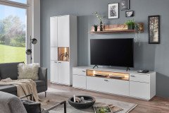 Coruna von IDEAL Möbel - Wohnwand in mattem Weiß mit Eiche Ribbeck