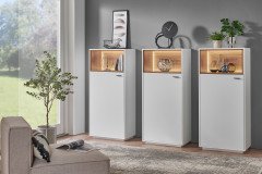 Coruna von IDEAL Möbel - Wohnwand in mattem Weiß mit Eiche Ribbeck