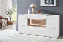 Coruna von IDEAL Möbel - Wohnwand in mattem Weiß mit Eiche Ribbeck