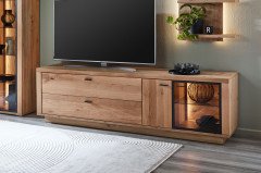 Malaga von IDEAL Möbel - Vitrine in Eiche Artisan und schwarzem Aluminium