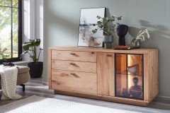 Malaga von IDEAL Möbel - Vitrine in Eiche Artisan und schwarzem Aluminium