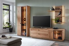 Malaga von IDEAL Möbel - Vitrine in Eiche Artisan und schwarzem Aluminium