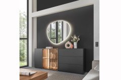 Selino von Hartmann - Wohnwand V24 Kerneiche natur/ anthrazit 