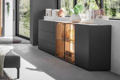 Selino von Hartmann - Wohnwand V24 Kerneiche natur/ anthrazit 