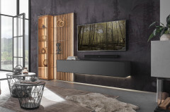 Selino von Hartmann - Wohnwand V24 Kerneiche natur/ anthrazit 