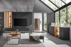 Selino von Hartmann - Wohnwand V24 Kerneiche natur/ anthrazit 