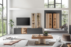 Selino von Hartmann - Wohnwand V24 Kerneiche natur/ anthrazit 