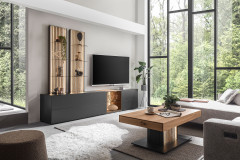 Selino von Hartmann - Wohnwand V24 Kerneiche natur/ anthrazit 