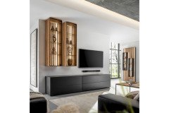 Selino von Hartmann - Wohnwand V24 Kerneiche natur/ anthrazit