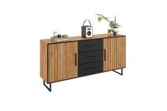 Bella-living von Elfo Möbel - Sideboard 3511 Eiche/ schwarz