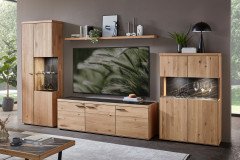 WM 2520 von Wöstmann - Wohnwand aus Wildeiche mit Keramikabsetzung