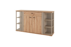 Grado-living von IDEAL Möbel - Vitrine Eiche mit Basaltabsetzung