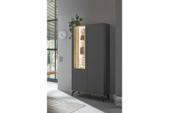 Como von Mäusbacher - Vitrine in Anthrazit/ Asteiche mit Metallfüßen