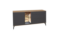 Como von Mäusbacher - Vitrine in Anthrazit/ Asteiche mit Metallfüßen