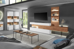 Torido von Hartmann - Wohnwand V20 Lack weiß/ Kerneiche Umato