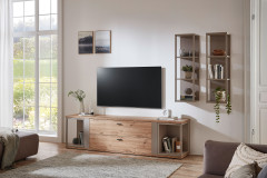 Grado-living von IDEAL Möbel - Vitrine Eiche mit Basaltabsetzung