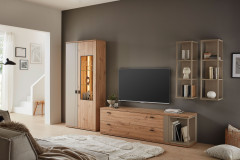 Grado-living von IDEAL Möbel - Vitrine Eiche mit Basaltabsetzung