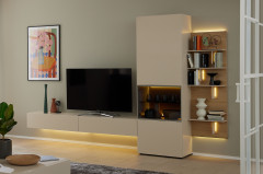 Simea von Musterring - Wohnwand kaschmir/ Eiche