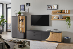 Bent von IDEAL Möbel - Wohnwand in Grau mit Eiche