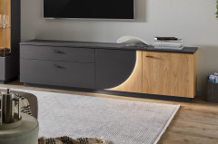 Bent von IDEAL Möbel - Wohnwand in Grau mit Eiche