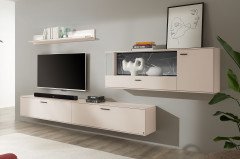 Pasadena von set one by Musterring - Wohnwand in Kaschmir und Marmor