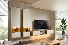Zudar von Stralsunder - Wohnwand EB31501 Risseiche/ sandbeige