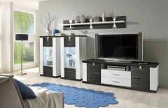 Manhattan-living von IDEAL Möbel - Wohnwand 2B weiß/ graphit