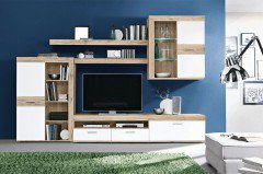 Zumba von Forte - Wohnwand Sandeiche mit Beleuchtung