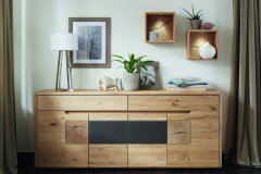 Solento von Wöstmann - Couchtisch Wildeiche/ Mattglas cubanit