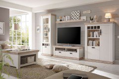 Florenz von Kollektion Letz - Wohnwand 9PPLF1 weiß/ Oslo Pinie