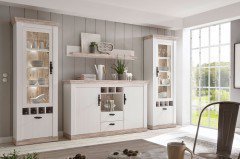 Florenz von Kollektion Letz - Wohnwand 9PPLF1 weiß/ Oslo Pinie