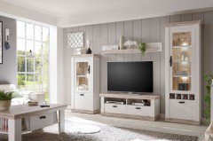 Florenz von Kollektion Letz - Wohnwand 9PPLF1 weiß/ Oslo Pinie