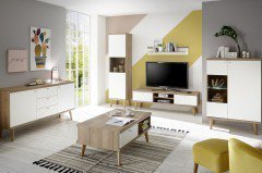 Lena von Kollektion Letz - Wohnwand 8V WM M1 weiß/ Eiche Riviera