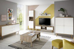 Lena von Kollektion Letz - Wohnwand 8V WM M1 weiß/ Eiche Riviera