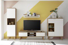 Lena von Kollektion Letz - Wohnwand 8V WM M1 weiß/ Eiche Riviera