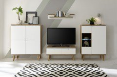Lena von Kollektion Letz - Wohnwand 8V WM M1 weiß/ Eiche Riviera
