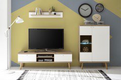 Lena von Kollektion Letz - Wohnwand 8V WM M1 weiß/ Eiche Riviera