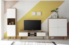 Lena von Kollektion Letz - Wohnwand 8V WM M1 weiß/ Eiche Riviera