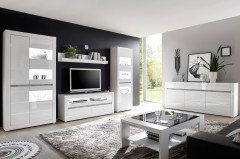 Carat von Kollektion Letz - Wohnwand 7W i2 C8 weiß Hochglanz