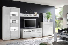 Carat von Kollektion Letz - Wohnwand 7W i2 C8 weiß Hochglanz