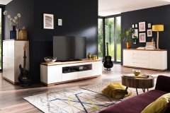 Chiaro von MCA furniture - Lowboard schwarz Hochglanz/ Eiche geölt