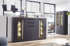 Loft Two von Innostyle - Wohnwand 5 tlg. graphit/ Artisan Eiche