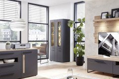 Loft Two von Innostyle - Wohnwand 5 tlg. graphit/ Artisan Eiche