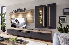 Loft Two von Innostyle - Wohnwand 5 tlg. graphit/ Artisan Eiche
