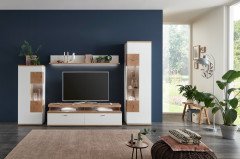 Sylt-living von IDEAL Möbel - Wohnwand 04 weiß/ Eiche Artisan