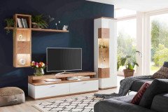 Sylt-living von IDEAL Möbel - Wohnwand 04 weiß/ Eiche Artisan