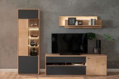 Valencia von MCA - Sideboard Eiche Bianco/ Glas in Parsol Grau