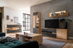 Valencia von MCA - Sideboard Eiche Bianco/ Glas in Parsol Grau